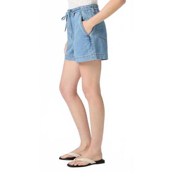 NEW PAIGE anessa tie waist denim short in tranquility - Picture 3 of 6